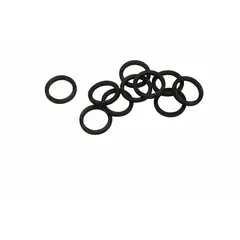 This back-up ring is made of nitrile rubber and supplied in a 10-pack. It is used as a hardware and seal component for wash fountains, preventing extrusion of O-rings under pressure. The nitrile rubber material offers resistance to oils and moderate temperatures.
