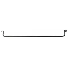 This steel strain relief bar mounts in standard 19-inch racks to secure and organize cables, preventing strain on connections. It includes mounting hardware for installation. Typical applications include data centers, telecom rooms, and industrial control panels for cable lacing and routing.