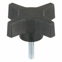 INNOVATIVE COMPONENTS Hand Knob: 4 Point, Plastic w/ Steel Thread, 1/4"-20 Thread, 2.46 in Dia (MPN GN4C10004P7--21)