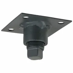 This steel drain is designed for use with blowers to remove condensate and moisture from blower housings. It features a baked polyester epoxy finish and includes mounting hardware. The mounting base measures 2-1/2 inches in length and width.
