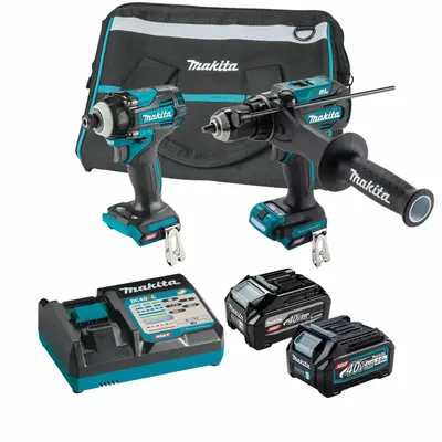 MAKITA Tool Combination Kit: 2 Tools, Hammer Drill/Driver/Impact Driver, 40 V DC Volt - Makita 40V Cordless Tool Combination Kits