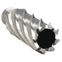 Cobalt annular cutter for hard materials with 1-1/2 in cutter diameter and 2 in max cutting depth. Bright finish, Weldon Flat shank, fractional inch sizing. Designed for use with magnetic drill presses to cut clean holes in metals.