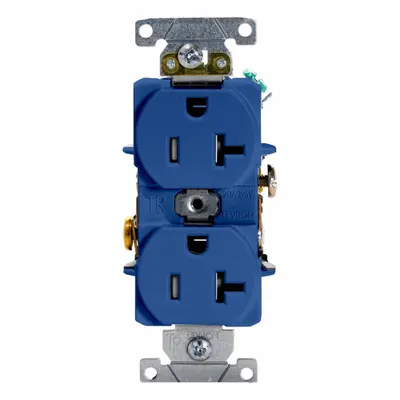 LEVITON Tamper-Resistant Duplex Receptacle: Duplex, 5-20, Blue, 125V AC, 20 A - General Purpose Receptacles