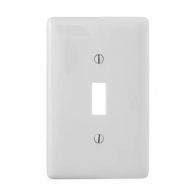 HUBBELL Wall Plate: Toggle, 1 Gang, White - General Purpose Wall Plates