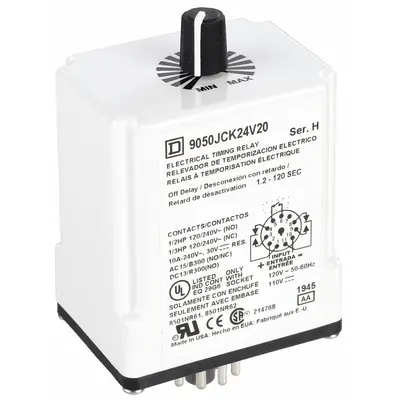 SCHNEIDER Single Function Time Delay Relay: Socket Mounted, 110V AC, 10 A - Socket-Mounted Relays
