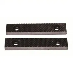 Steel screw-in vise jaw caps designed for a 5-inch vise jaw width. Serrated gripping surface provides secure workholding. Compatible with WESTWARD 806EP0 vise.