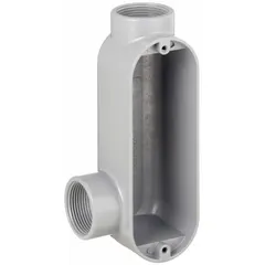 RACO LL125 is an aluminum LL-type 90° elbow conduit outlet body with a 1 1/4 in trade size and 30.8 cu in body capacity. It features threaded hubs and a powder-coated finish, designed for use with IMC conduit. Used as a pull point or access fitting in conduit runs requiring a 90-degree turn.