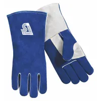 Cowhide,Stick Welding Gloves,L,PR1: Wing Thumb, Gauntlet Cuff, Premium, Blue/Tan Cowhide, 1 PR (MPN 2419B-L)