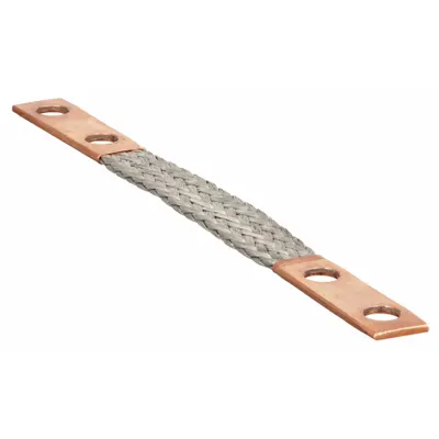 BURNDY BD12 Grounding Braid, 12 in, Copper Ferrules, Std Tongue, 190 A Indoor - Grounding Braids