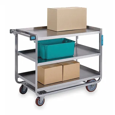 LAKESIDE 953 Open Stainless Steel Utility Cart, 2 Shelves, 1000 lb Capacity - Open Stainless Steel Carts