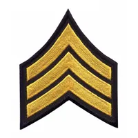 HEROS PRIDE Embroidered Patch: SGT, 3 in, Black/Gold, Polyester/Rayon, Rank Insignia, 1 PR (MPN 5416S)