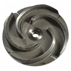 Replacement impeller for straight centrifugal pumps. Constructed from 316 stainless steel for corrosion resistance. Compatible with Dayton pumps, model 2ZXR1. Used in fluid handling applications requiring water or light chemical transfer.