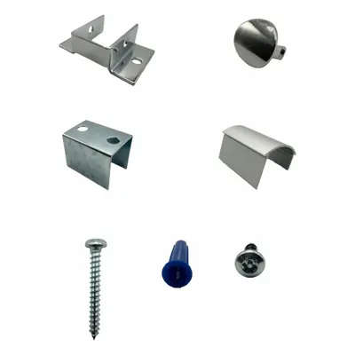 HADRIAN Headrail Corner Kit: Chrome Zamac - Brackets, Alcove Clips & Channels for Bathroom Partitions
