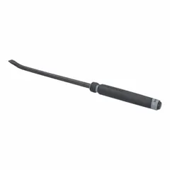 This 28-inch pry bar features a chisel end for prying, scraping, and light demolition tasks. The T-type handle provides a secure grip, and the bar is resistant to most harsh chemicals. Compliant with ASME B107.52 standards.
