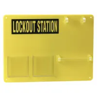 This BRADY lockout board is an unfilled, wall-mounted station made of acrylic with an open-front cover. It provides board-only visibility and is designed for small-scale lockout applications accommodating 1 to 20 lockout devices. Suitable for organizing lockout equipment in industrial facilities to support lockout/tagout procedures