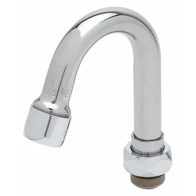 T&S BRASS Spout: Spout, Arc, Swivel Spout, Brass, Chrome, 26.3 gpm Flow Rate, Laminar - Gooseneck Faucet Spouts