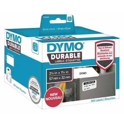 DYMO Pre-Cut Label Stock Roll: 1 1/4 in x 2 1/4 in, Acrylic, Permanent Adhesive - Dymo Direct Thermal Precut Label Rolls