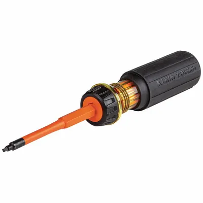 KLEIN TOOLS Insulated 2-Bit Driver: Long Lg, #1/#2 Tip Size, 8 in Overall Lg - Insulated Square Screwdrivers