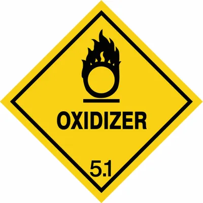 OEM APPROVED VENDOR DOT Container Label: Oxidizer, 4 in x 4 in, 250 PK - Class 5: Oxidizing Agents & Organic Peroxides