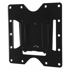Steel wall mount with black fused epoxy finish. Accommodates 22 to 43 inch screens up to 80 lb. Provides 90° swivel and 5° down tilt. Includes mounting hardware.