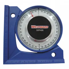 This angle locator is made of nonmagnetic plastic with a 3-1/2 in base length and 2 in overall height. It measures and transfers angles in degrees for layout, machining, and fabrication tasks. Suitable for use on non-ferrous materials in metalworking, woodworking, and general industrial angle setting.