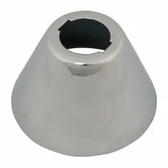 Brass escutcheon with chrome finish designed to cover mounting holes on widespread faucets. Overall width of 2-3/8 inches. Suitable for use in commercial and institutional restroom applications.