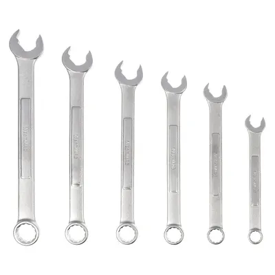WESTWARD Combination Wrench Set: Alloy Steel, Satin, 6 Tools - Metric 12-Point Combination Wrench Sets