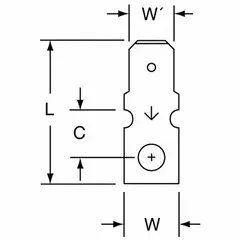 This bare male quick disconnect adapter from 3M accepts 250 kcmil wire and features a 0.25 in x 0.032 in tab designed for #6 stud size. It is used for making temporary or permanent electrical connections in power distribution and equipment wiring.