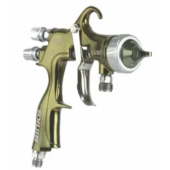 This conventional spray gun from BINKS is designed for applying coatings and paints in industrial finishing and general manufacturing. It delivers a spray pattern of 8 to 12 inches, suitable for medium-to-large surface coverage. The gun features a 1/4 in air inlet, consumes 10.6 cfm at 30 psi, and includes a hardened stainless steel, heat treated fluid nozzle.
