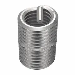 Screw-locking helical insert for repairing or reinforcing tapped threads in metal. Features a tanged tang style, 5/16"-24 fine thread, plain finish, and 18-8 stainless steel construction with tensile strength of 200,000 to 250,000 psi. Supplied in a 500-piece pack.