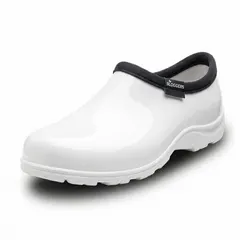 This loafer-style plain-toe shoe from SLOGGERS is designed for industrial environments requiring slip-resistant footwear. It is suitable for light manufacturing, hospitality, or maintenance settings where a professional appearance and ease of wear are needed. Color: White. Size: 9. Width: B. Style number: 51120.