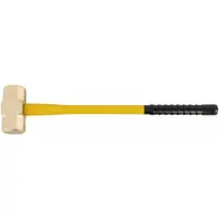 Non-Sparking Sledge Hammer: Aluminum Bronze, Fiberglass Handle, 18 lb Head Wt, 3 in Dia, Ribbed Grip (MPN H-74FG)