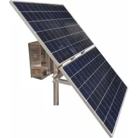 Solar panel kit with 340 W total system power output and integrated battery for energy storage. Designed for off-grid or backup power applications such as remote monitoring, telecommunications, or small-scale industrial installations