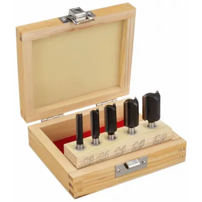 OEM APPROVED VENDOR Router Bit Set: Fractional Inch, 5 Pieces, Straight - Carbide-Tipped Router Bit Sets