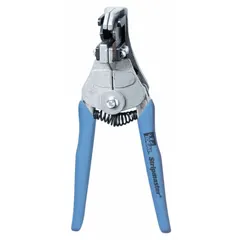 Manual wire stripper for 22 AWG to 16 AWG copper cable. Features a standard cushion grip for comfort during repetitive stripping. Overall length of 5-1/2 in. Suitable for electrical installations, control panels, and maintenance tasks.