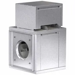 Unassembled belt-drive in-line duct blower with a 13-inch backward-inclined wheel. AMCA Certified. Supplied without drive package; purchaser must provide motor, belts, and sheaves. Suitable for exhaust, supply, or process air applications requiring moderate static pressure.