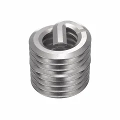 Free-running helical insert with tang for installation. M3-0.50 coarse metric thread, right-hand, plain finish. Made from 18-8 stainless steel. Supplied in a 1,000-piece pack. Used to repair or reinforce internal threads in metal components.