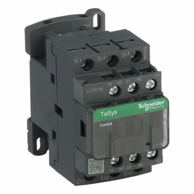 SCHNEIDER Magnetic Contactor: Non-Reversing, 3 Poles, 3NO Contacts, 18 A - Non-Reversing IEC Contactors