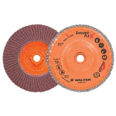 WALTER SURFACE TECHNOLOGIES ENDURO-FLEX Flap Disc: 5" x 5/8"-11 - High-Performance Flap Discs for Carbon & Stainless Steel