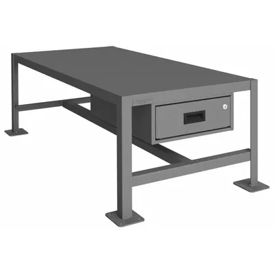 DURHAM MFG Work Table: Fixed Ht, Steel, 48 in x 24 in, 2,000 lb Overall Load Capacity - Steel-Top Worktables
