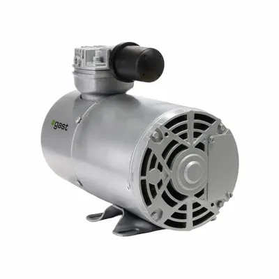 GAST Piston Air Compressor: 0.166 hp, 1 Phase, 115V AC, 27.5 in Hg Max Vacuum - Reciprocating Piston Compressor/Vacuum Pumps