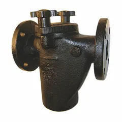 Cast iron basket strainer with a single NPT connection and 7 1/2 in length. Features a 0.125 in screen made of 304 stainless steel. Used in water piping systems to remove debris and protect downstream equipment such as pumps and valves.