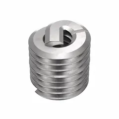 Screw-locking tanged helical insert for repairing or reinforcing threads in metal substrates. Features M2.5-0.45 metric coarse thread, right-hand direction, plain finish, and 18-8 stainless steel construction. Requires 2.55mm drill bit and STI tap size M2.5-0.45. Tensile strength 200,000 to 250,000 psi. Supplied in a 100-pack.