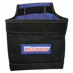 This polyester tool pouch features a single open-top pocket for quick access to tools. A clip attachment allows secure fastening to a belt or harness. Suitable for carrying and organizing tools in construction, maintenance, and industrial settings.