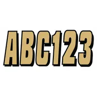 This set includes characters 0 to 9 in a proprietary Black/Brown color with a 3-inch character height. Designed for boat registration and identification, the letters and numbers are applied to vessel hulls or superstructures for compliance with documentation requirements
