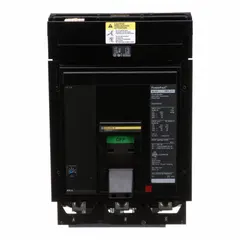 3-pole molded case circuit breaker rated 400 A at 600 V AC with a maximum interrupting rating of 25 kA at 600 V AC. Features adjustable instantaneous trip, box lug terminals, and ABC phase connection. Suitable for overcurrent protection in industrial power distribution systems such as motor and feeder circuits.