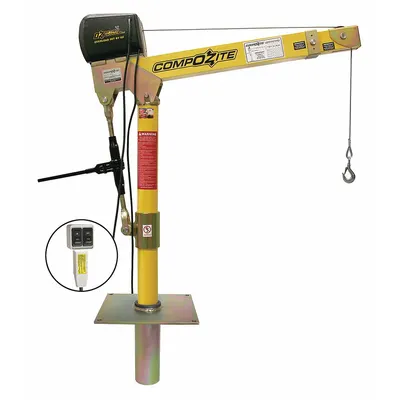 OZ LIFTING PRODUCTS Davit Crane Kit: Composite, Electric, 1,200 lb Max. Load Capacity - Lightweight Composite Davit Crane Kits with Bases