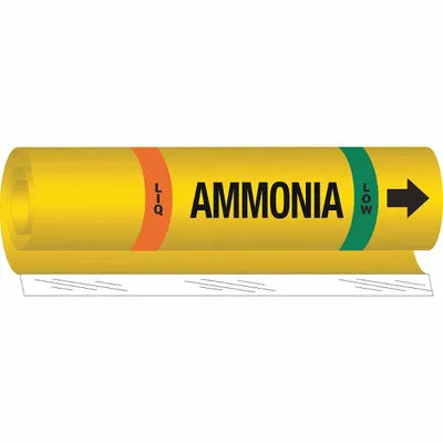 BRADY Pipe Marker: LIQ, Low, Fits 2 1/2 to 7 7/8 in Pipe O.D., 1 Pipe Markers - Ammonia Wrap-Around Pipe Markers