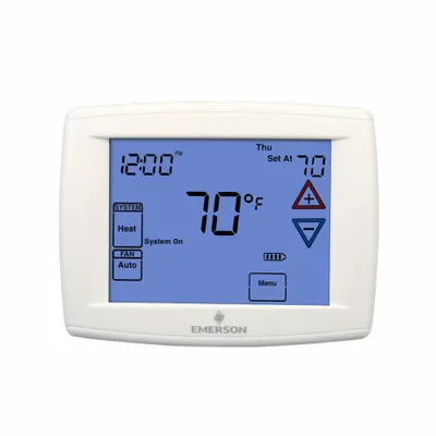 EMERSON Low Voltage Thermostat: Heat and Cool, Auto, 5-1-1/7 Day, Horizontal, Rectangle - Standard Thermostats