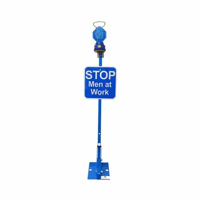 RAILHEAD GEAR Stop Men at Work Railroad Flag Sign with Lights, Blue, KE-125 K8 - Stop Men at Work Railroad Flag Signs with Lights